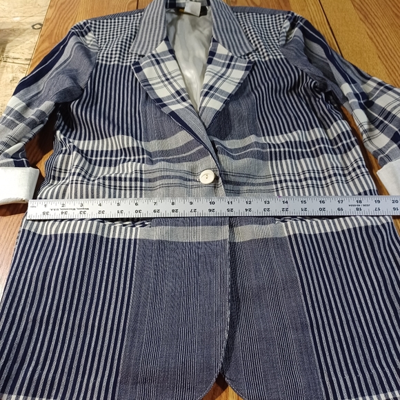 Toni Garment For CC Magic Blazer Blouse Womens Small Blue & White Plaid - Picture 4 of 4
